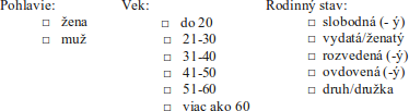 ukážka demografických položiek.